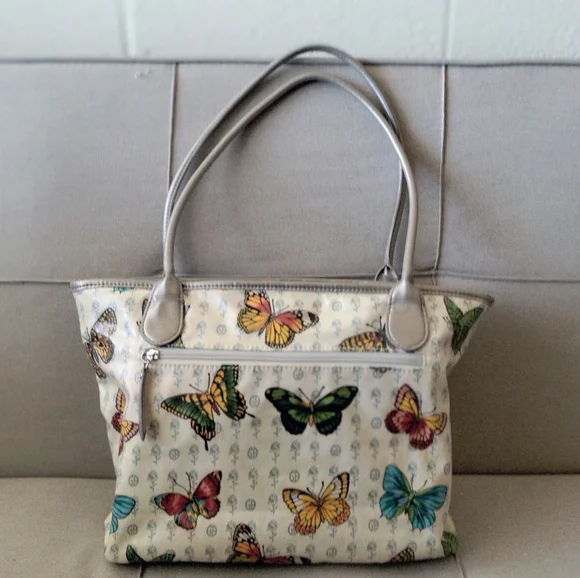 Vintage Giani Bernini Butterflies Handbag Tote Bag Purse - Picture 5 of 16